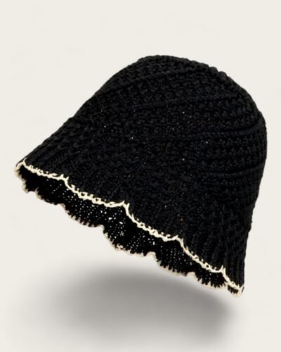 Black Crochet Bucket Hat