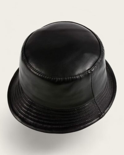 Black Leather Bucket Hat