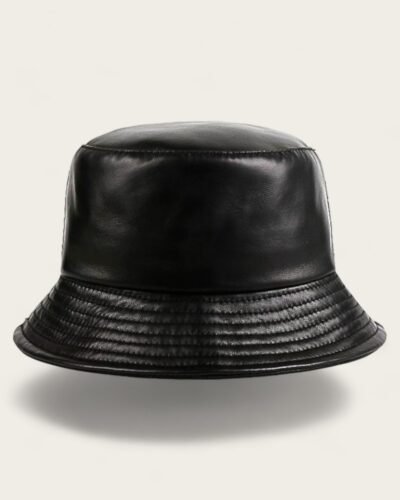 Black Leather Bucket Hat