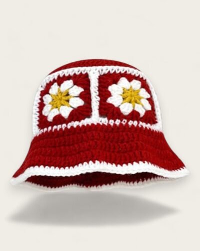 Red Crochet Bucket Hat