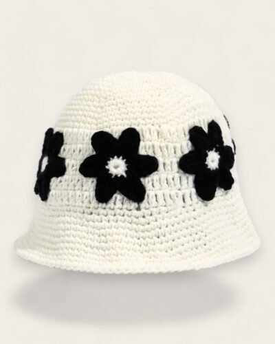 White Crochet Bucket Hat