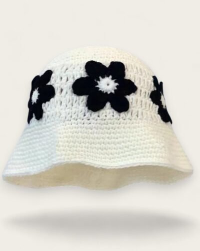 White Crochet Bucket Hat