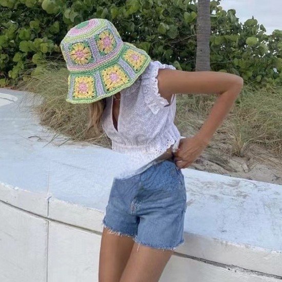 Crochet Granny Square Bucket Hat