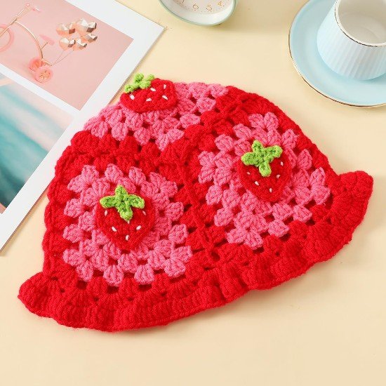 Strawberry Bucket Hat Crochet